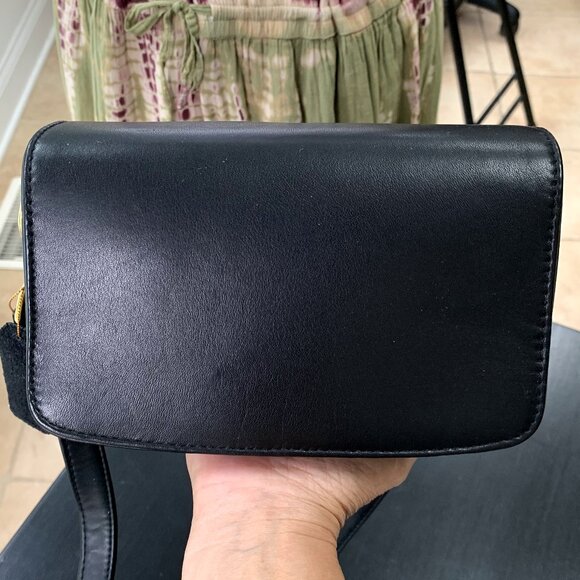 Vtg STRADA Small Black Leather Organizer Crossbody Purse Bag - Picture 2 of 16